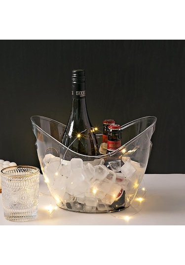 2 Adet Buz Kovası 4 Litre Şampanya Şarap Kovası Temiz Akrilik İçecek Küveti Parti İçecekler Şarap, Şampanya Veya Bira Şişeleri Bar Malzemeleri İçin Buz Küveti Buzlu