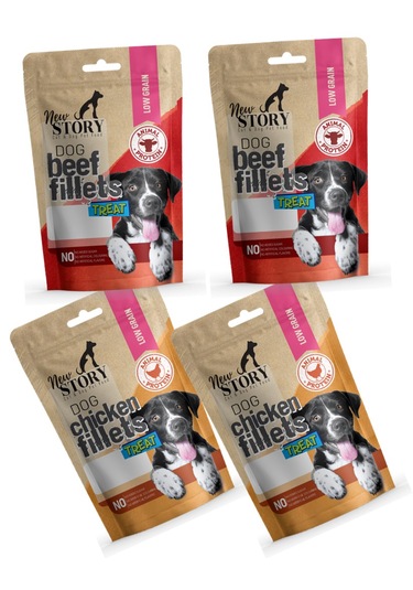 New Story Dog Mix Fillets Sığır + Tavuk Etli Şerit Yumuşacık Ödül 4 x 80 G