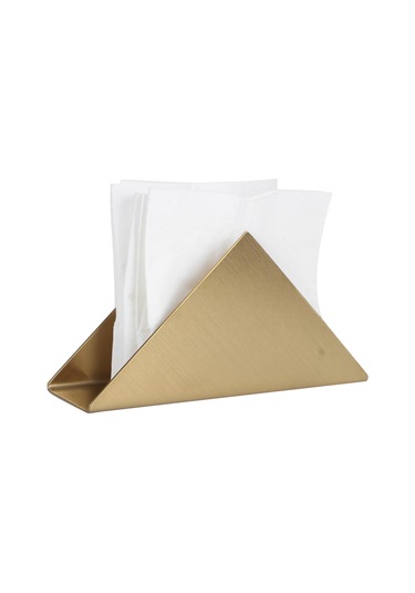 Hangfox Altın Renkli Triangular Paslanmaz Çelik Servis Peçete Tutucu - Otel Restoran Ev Dekoratif Sabit Konumlu Masa Üstü Peçete Tutucu