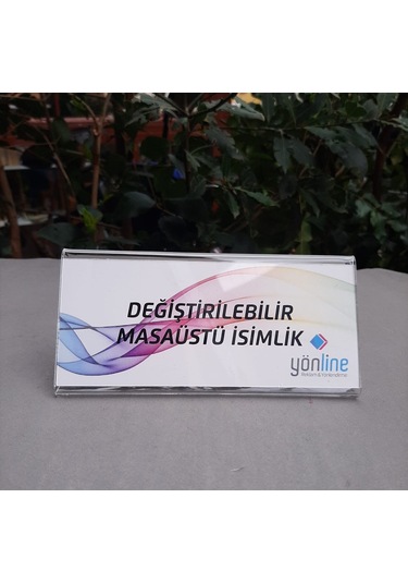 Değiştirilebilir Şeffaf Yatay Masaüstü İsimlik 15 x 7 CM