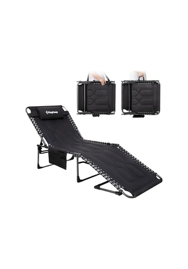Kingcamp Magnolia B20 Premium 7 Kademeli Katlanır Dolgulu Şezlong Black Siyah