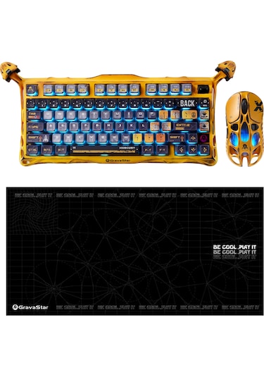 Gravastar K1 Pro Mekanik Gaming Klavye, X Kablosuz Optik Mouse Ve Mousepad Oyuncu Seti, Battle-worn Optik