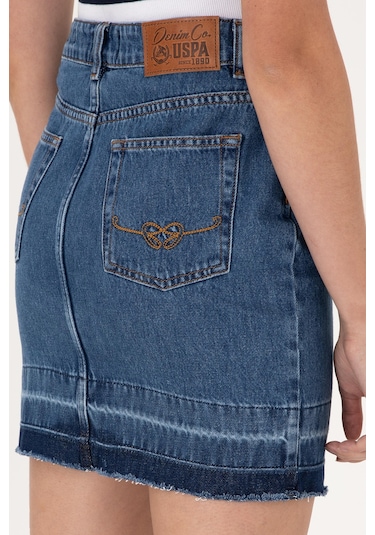 U.S. Polo Assn. Kadın Mavi Mini Boy Jean Etek 50300136-DN0022