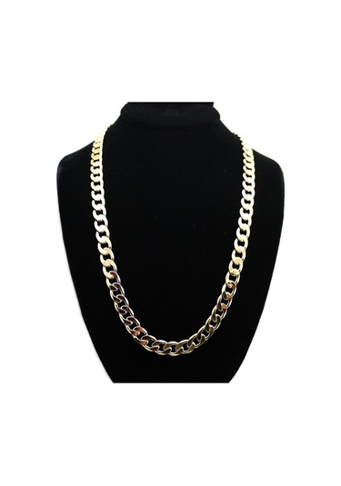 Avrupa Ve Amerika Moda Alaşım Zincir Hip Hop Basit Uzun Kolye, Genişlik: 12mm, Uzunluk: 80cm Altın Çok Renkli