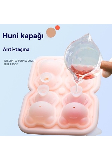 Novahub Silikon 6'lı Ayı Buz Kalıbı: Kahve, Süt, Çay, Şekerleme, Dekorasyon İçin Pembe Kalıplar Pembe
