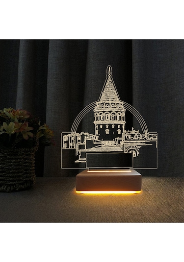 Sevgii Hediyesi Galata Kulesi Tasarımlı 3d Lambası