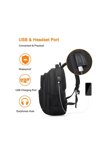 Dizüstü Bilgisayar Sırt Çantası, Erkek Okul Çantası, Usb Şarj Siyah