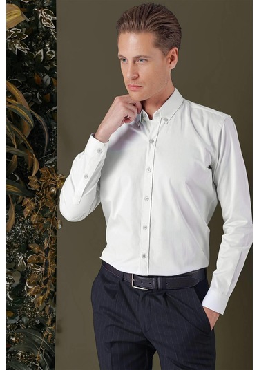 Efor Gk 711 Slim Fit Mavi Klasik Gömlek Mavi
