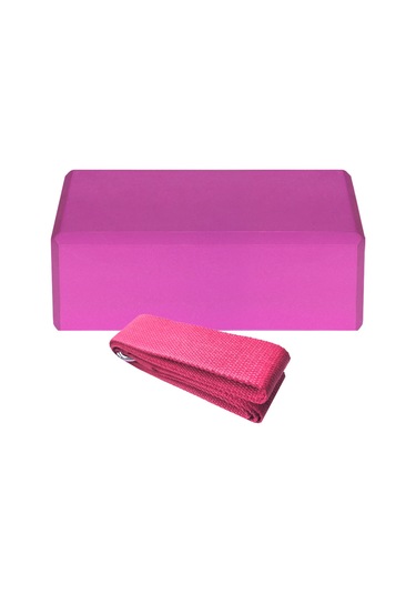 Ranyeek Pembe Eva Yoga Blok Ve Pamuklu Gerdirme Kayışı Seti - Denge, Konum Doğrulama Ve Esneklik İçin Pilates Ve Yoga Egzersizleri Çok Renkli
