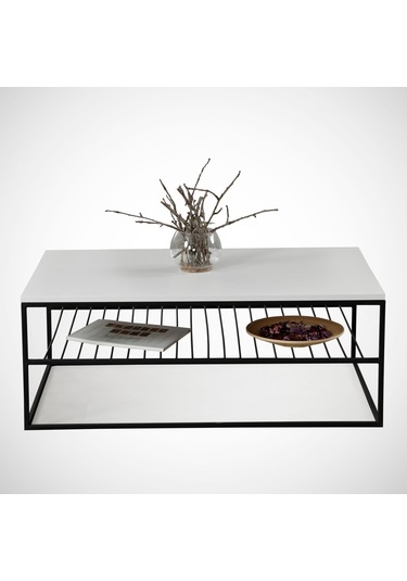 Etna Beyaz Orta Sehpa Metal & Orta Masa / Metal Ayaklı Sehpa