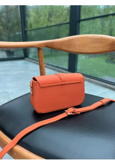 Mft Leather Hakiki Deri Kadın Çanta Viola 1524 Flother Mat Turuncu