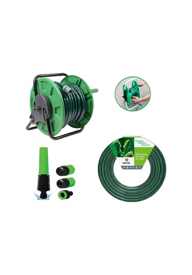 Venoa Meteor Vdz50 Kırılmaz Örgülü Makaralı Bahçe Su Hortumu 50 Mt 6 Parça
