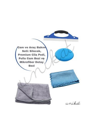 Cam Ve Araç Bakım Seti Manuel Silecek, Cila Pedi, Pullu Cam Bezi Ve Mikrofiber Detay Bezi