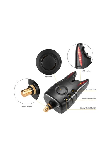 Symbee Balık Tutma Alarmı Kırmızı Işık Ve Sesli Uyarı, 8 Seviye Hassasiyet, Ton Ve Ses Düzeyi Ayarı, Gündüz Ve Gece Kullanıma Uygun Abs Malzeme