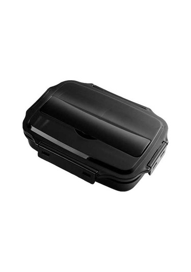 Pazly 304 Çelik Mikrodalgada Isınabilir 3 Bölmeli Taşınabilir Yemek Kabı - Kaşık+çubuk Hediyeli Siyah Siyah