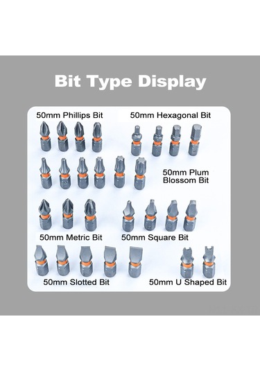 Kangvka 27 Parçalı Profesyonel Elektrikli Tornavida Uç Seti - Çok Amaçlı Ve Dayanıklı Çelik Uçlar İle Taşıma Kutusu