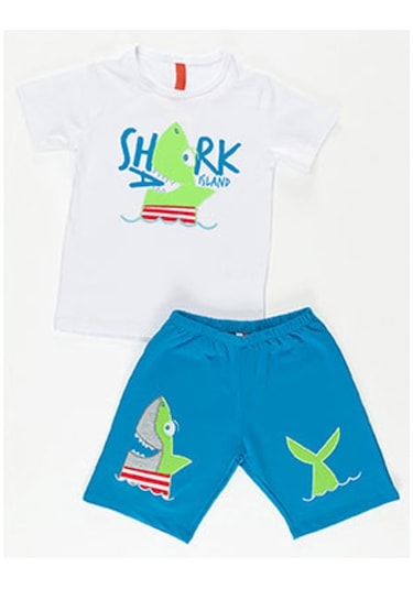 Denokids Shark Island Şort Takım Çok Renkli