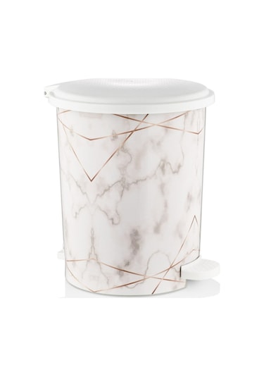 Bayev Parçalı Mermer Desenli Basmalı Pedallı Çöp Kovası 22lt Mrd154 Çok Renkli