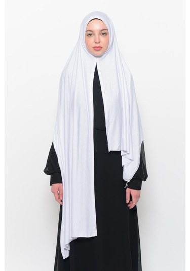 Hazır Pratik Geçmeli Lüks Düz Penye Şal Çapraz Hizalı Beyaz