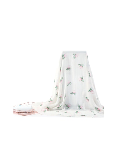 Moveevo Insular Bambu Elyaf Bebek Gazlı Bez Kundak Yumuşak Nefes Alabilen Bebek Emzirme Battaniyesi 130 110cm Gül Beyaz