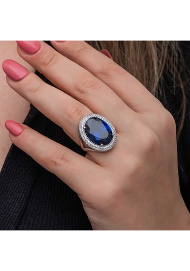 Casera's Gümüş Safir Taşlı Kadın Yüzük Csr2185505 Gümüş