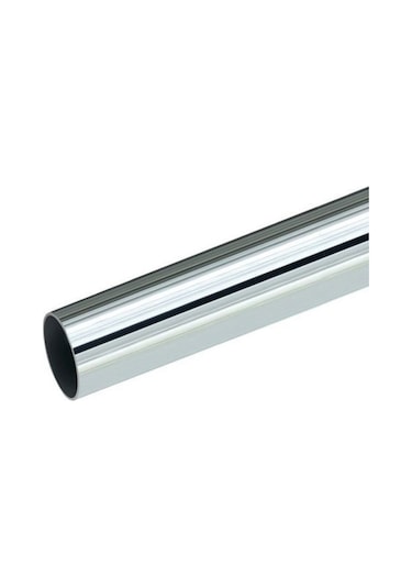 Metal Yuvarlak Krom Mobilya Dolap Askı Borusu 120cm 2 Adet Ayaklı Açık Flanş-1 Adet Boru Çap:25mm Gri