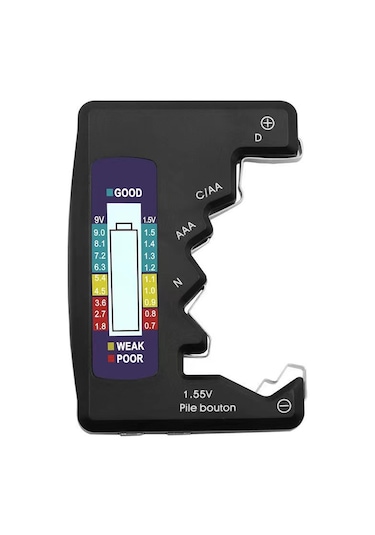 Pil Testi, Pil Gücü Dedektörü, Kuru Pil No.7, No.5, No.7, No.5 Dijital Ekran Voltaj Testi.