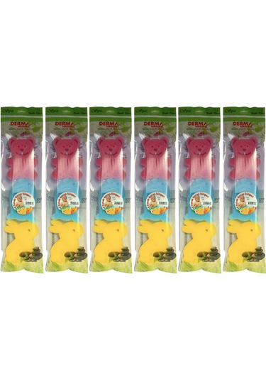 Derma Naturel 3 Lü Renkli Bebek Banyo Süngeri 6 Lı Set