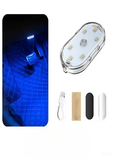Araç Ve Dolap İçi Mavi Işık Şarjlı Dokunmatik Led Lamba Işık