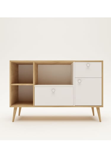 Floradesign Fresh120 Kahve Köşesi / Çok Amaçlı Dolap / Airfryer Dolabı / Mutfak Organizeri Meşe+beyaz