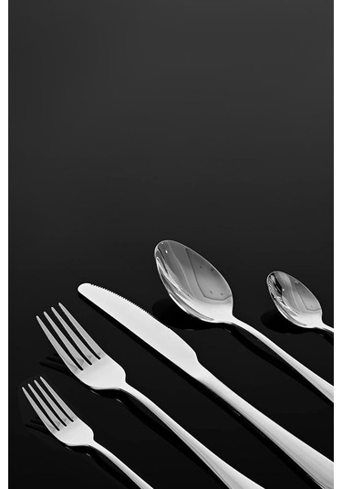 1010 Çelik 6 Kişilik Gri Yemek Kaşık Çatal Bıçak Seti Cin734by