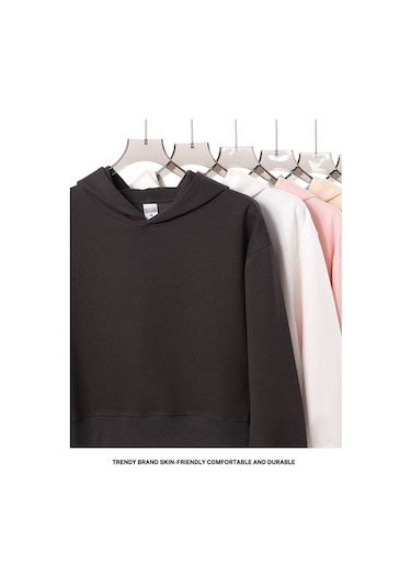 Edwardest 2025 Kadın Sonbahar Ve Kış Yeni Kalınlaştırılmış 350g Kısa Bayan Kapüşonlu Sweatshirt Kırmızı