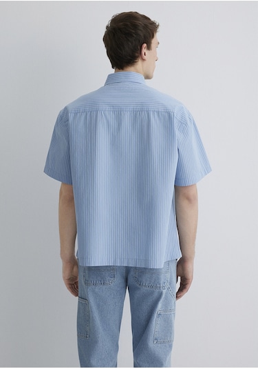 Mavi Oversize Kısa Kol Mavi Erkek Gömlek M0211487-83767 Mavi