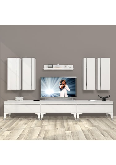 Decoraktiv Eko 8d Mdf Silver Tv Ünitesi Tv Sehpası - Parlak Beyaz