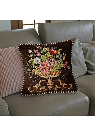 Suntek 48x48cm Makinede Yıkanabilir Dekoratif Yastık Kahve Kahve