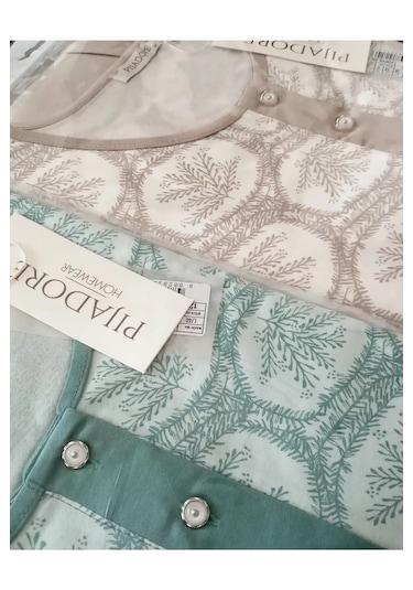 Pijadore Kadın Kısa Kol %100 Pamuklu Pijama Takımı Bej