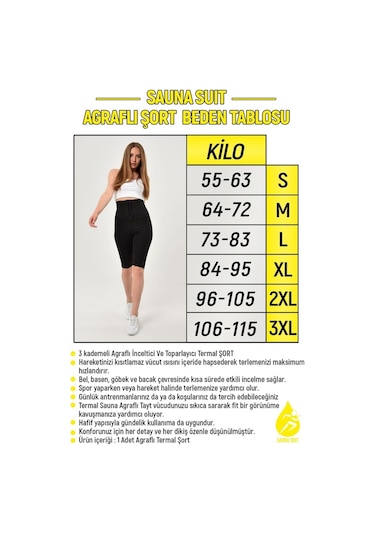 Sauna Suit Ekstra Yüksek Bel 3Kademeli Agraflı Maksimum Terleten Termal Şort Siyah