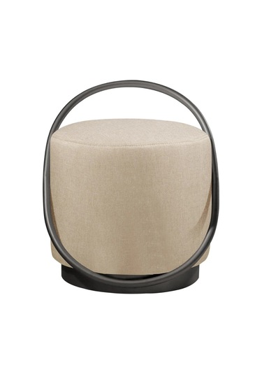 Loop Serisi Puf, Metal Halkalı Puf, Makyaj Oturağı ,puf Bench Montajsız Oturak Siyah Metal Ayaklı KREM