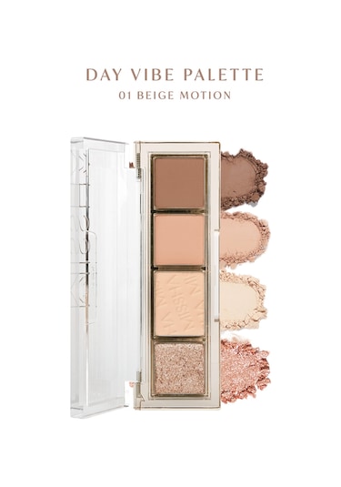 Yoğun Pigmentli Mat Ve Işıltılı Tonlar Barındıran 4'lü Far Paleti Day Vibe Palette 1 Beige Motion 1