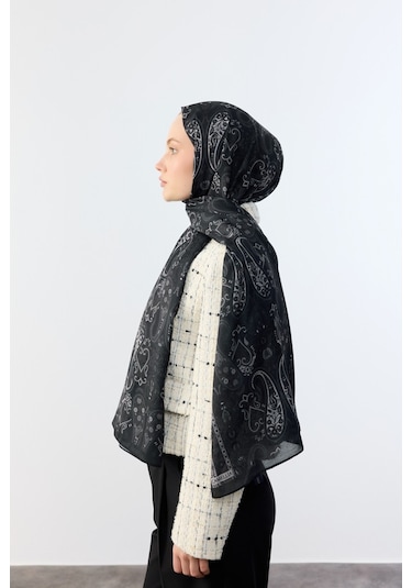 Mirsoy Scarf Asya Etnik Desen Şal Siyah