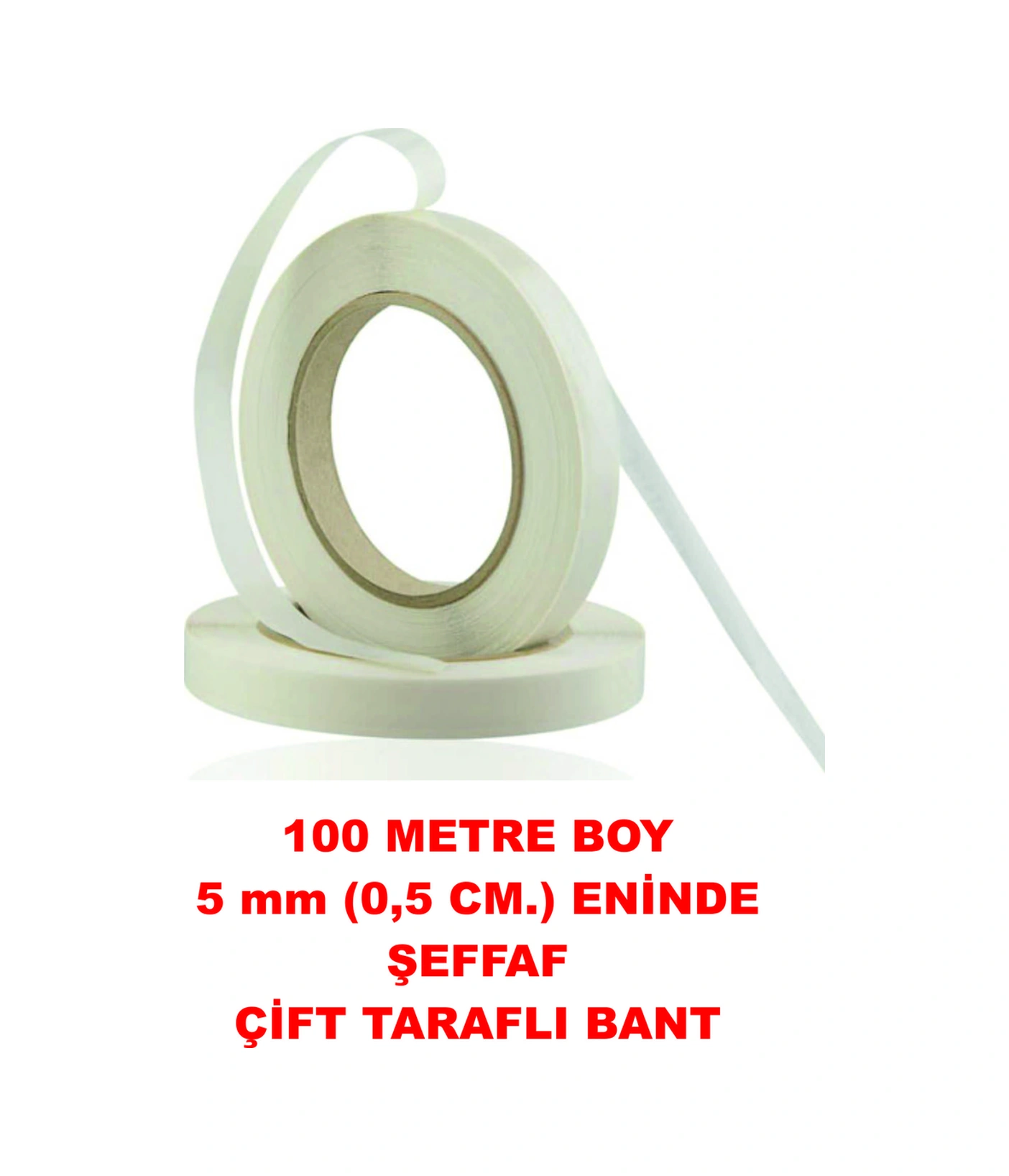 Çift Taraflı Elle Kopan Beyaz Bant 100 M. Uzunlukta 5 Mm Eninde
