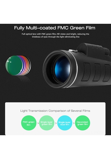 Suofeng 40x60 Hd Bak4 Prisma Tek Gözlük, Fmc Yeşil Filmi, Yerleşik Pusula, 9500m Mesafe, Taşınabilir Dış Mekan Gözlüğü