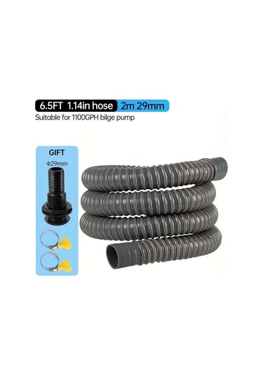 Willowhaven Premium 6.5ft Sintine Pompa Hortumu 29mm Gri Su Hortumu Kıvrımsız