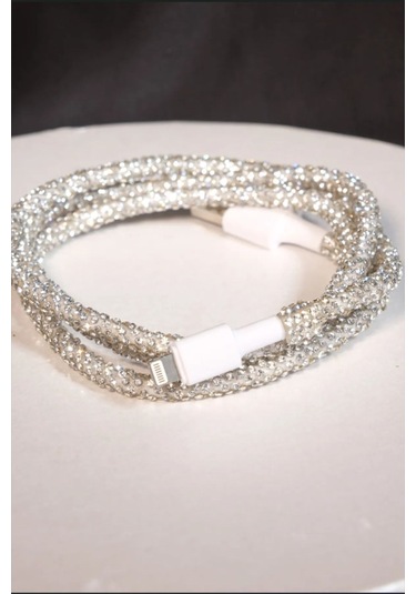 Gümüş Taşlı Şarj Kablosu A Kalite Aplle Usb Type C