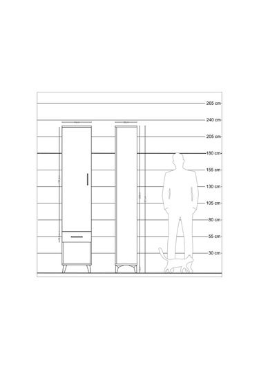 Arges Dolap 2 Raflı Tek Çekmeceli Tek Askılı 44x30x221 Çam-ay... Çam