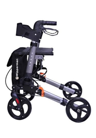 Alüminyum Lüks Rolator Yürüteç Karbon Gri