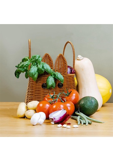 Xiaaokeji Tavşan Paskalya Yumurtası El Dokuma Hediye Piknik Sepeti Meyve Saklama Sepeti Diğer