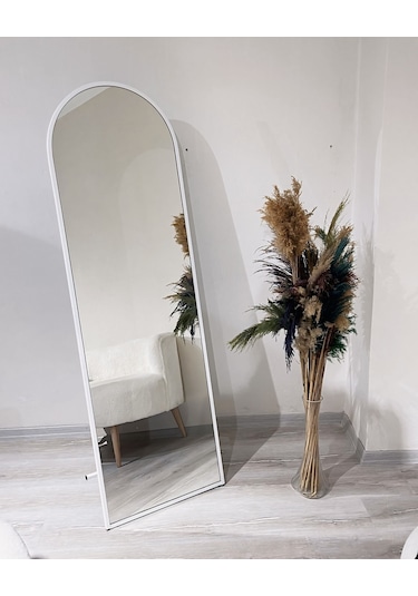 Beyaz Oval Ayaklı Boy Aynası 50x160 Beyaz