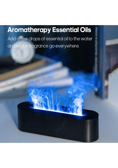 Dianziye Siyah Usb Ev Odası Nemlendirici, 150ml Hacim, 1h/3h/5h Zamanlayıcı, Renkli Alev Işıklı Tablo Üstü Aromaterapi Makinesi