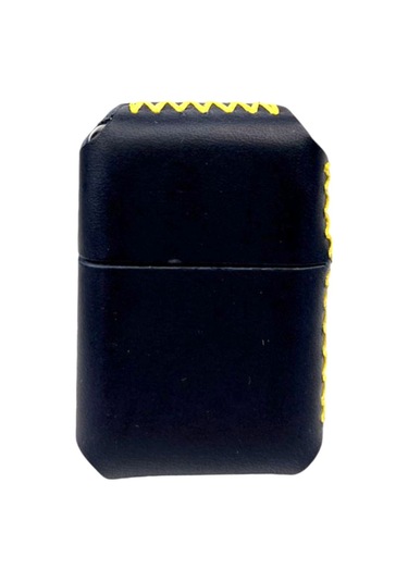 Handmade El Yapımı Hakiki Deri Zippo Modeli Çakmak Lacivert Sarı